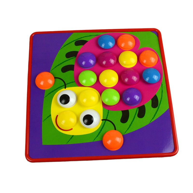 Large button puzzle mushroom pegs originated from American early childhood education toys that help children learn to recognize colors and solve puzzles.