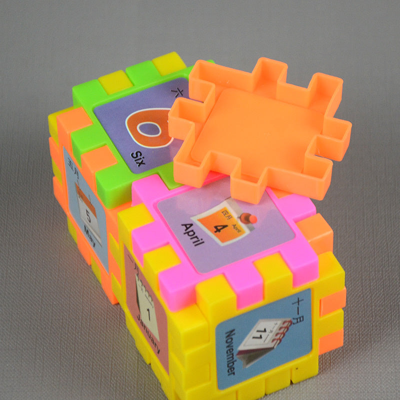 Children's early education puzzle building blocks for literacy, fruit and alphabet puzzles, 68 pieces, English block interlocking toy wholesale