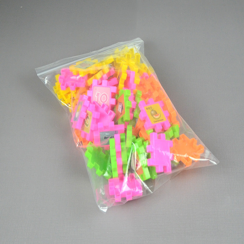 Children's early education puzzle building blocks for literacy, fruit and alphabet puzzles, 68 pieces, English block interlocking toy wholesale