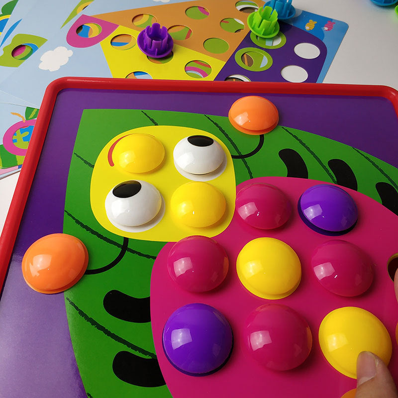 Large particle button puzzle mushroom peg early education children's enlightenment color recognition combination baby toy wholesale